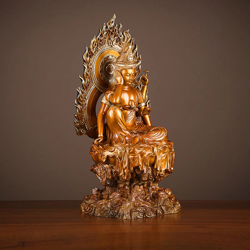 Buddha Stones Kwan Yin Avalokitesvara Successo Ottone Rame Statua Casa Scrivania Altare Decorazione - Image 2