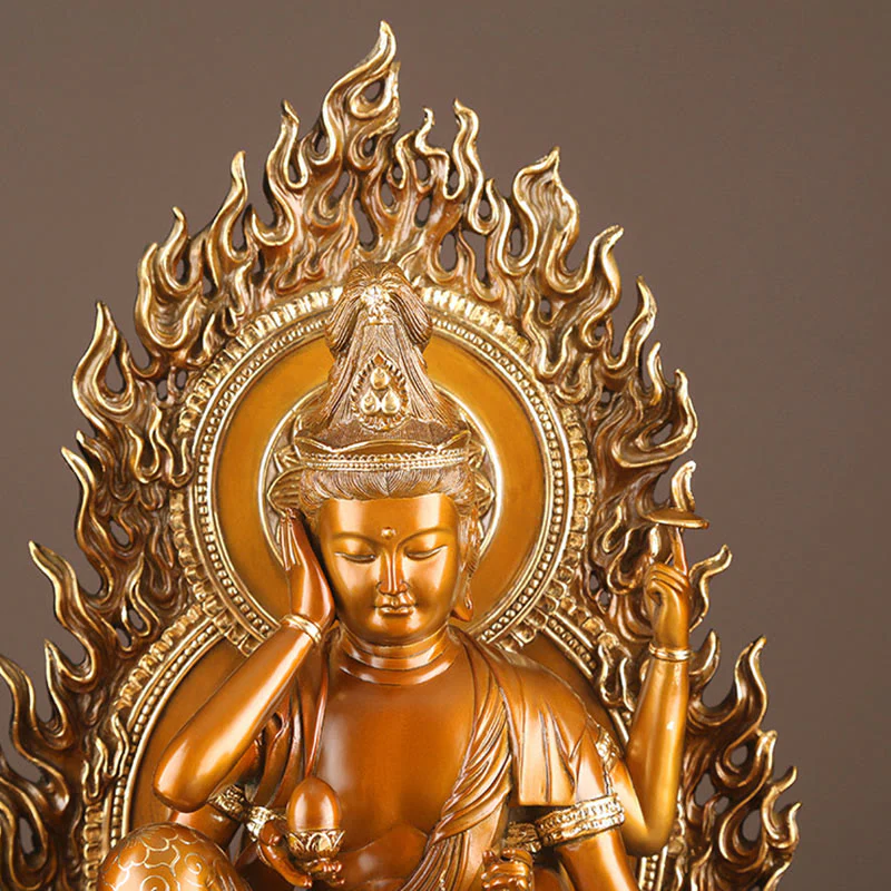 Buddha Stones Kwan Yin Avalokitesvara Successo Ottone Rame Statua Casa Scrivania Altare Decorazione - Image 8