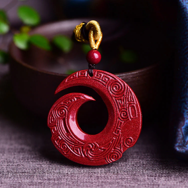 Buddha Stones La fortuna di una persona migliora il design del modello Collana con ciondolo di benedizione in cinabro naturale