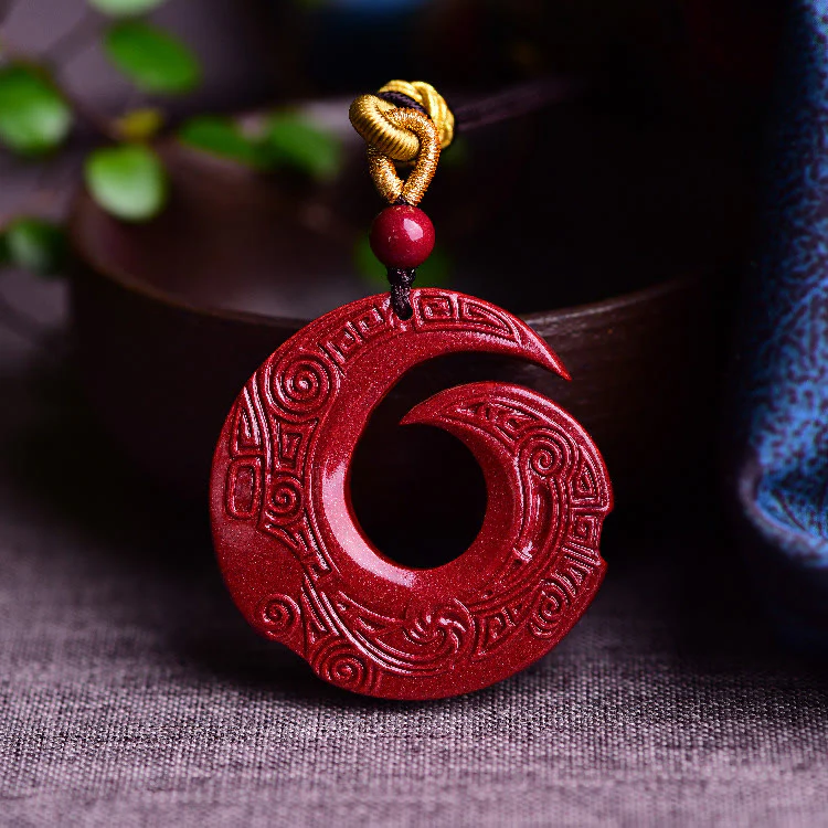 Buddha Stones La fortuna di una persona migliora il design del modello Collana con ciondolo di benedizione in cinabro naturale - Image 2