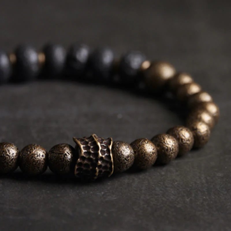 Buddha Stones Lava Rock Beads Assorbe Energia Negativa Braccialetto di Rame - Image 2