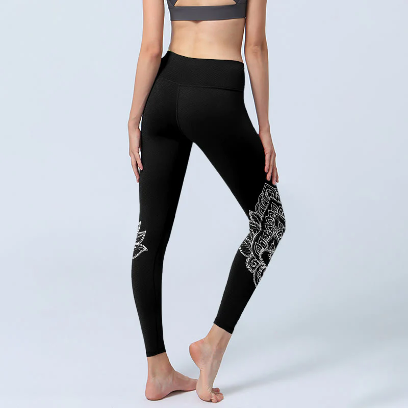 Buddha Stones Leggings da palestra con stampa di fiori e petali a forma di cuore, pantaloni da yoga da donna - Image 5