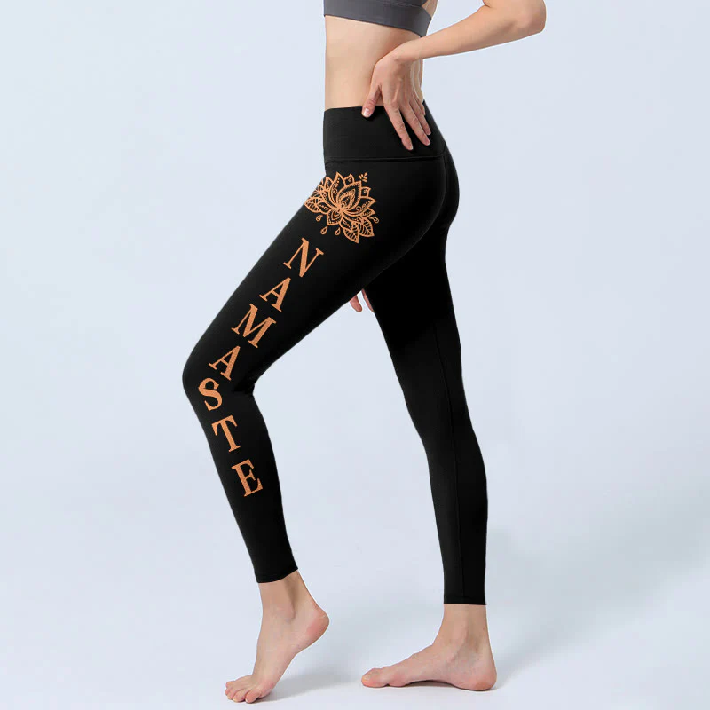 Buddha Stones Leggings da palestra Namaste Lotus Shape da donna, pantaloni da yoga - Image 3