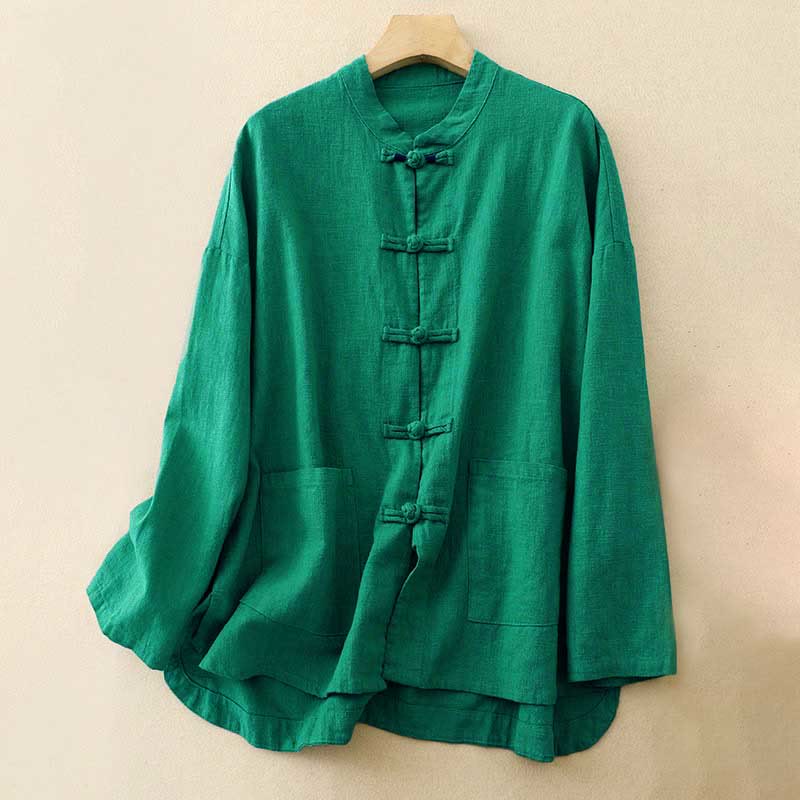 Buddha Stones Bottone di nodo cinese artistico letterario Abbigliamento casual in cotone - Image 15