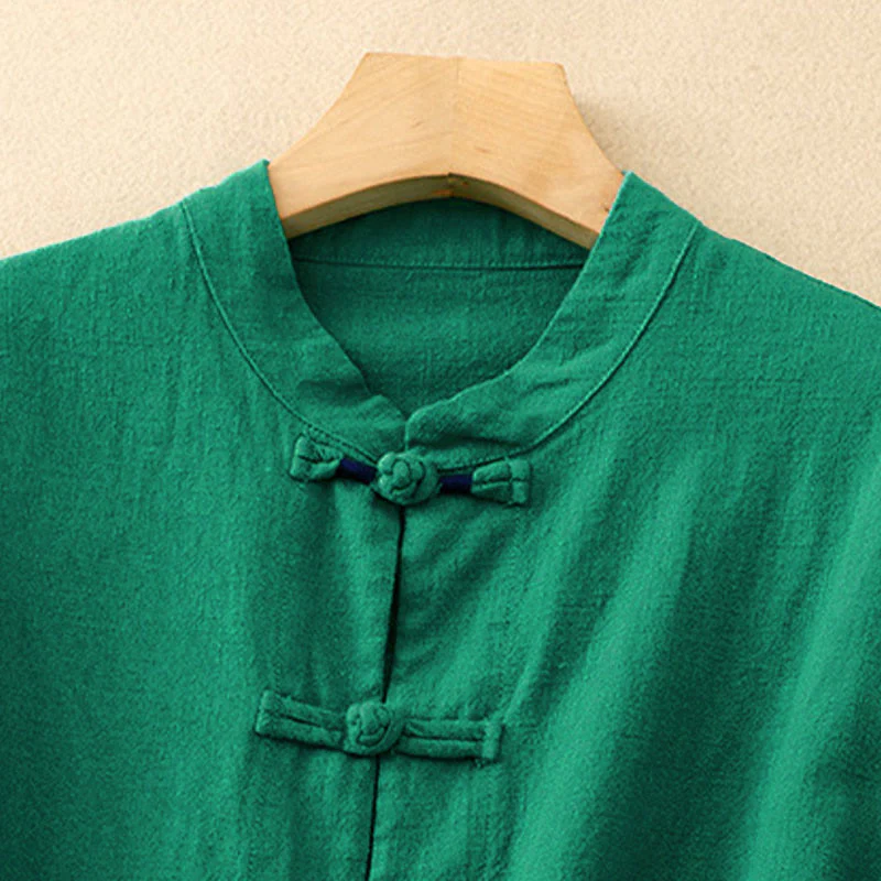 Buddha Stones Bottone di nodo cinese artistico letterario Abbigliamento casual in cotone - Image 16