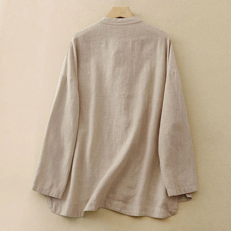 Buddha Stones Bottone di nodo cinese artistico letterario Abbigliamento casual in cotone - Image 2