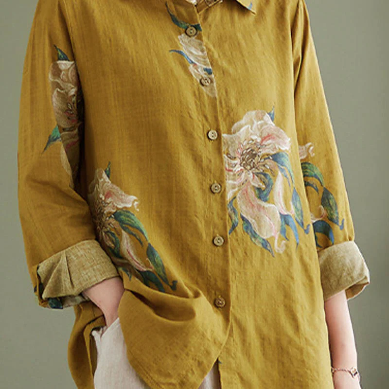 Abbigliamento in cotone con stampa floreale artistica letteraria di Buddha Stones - Image 10