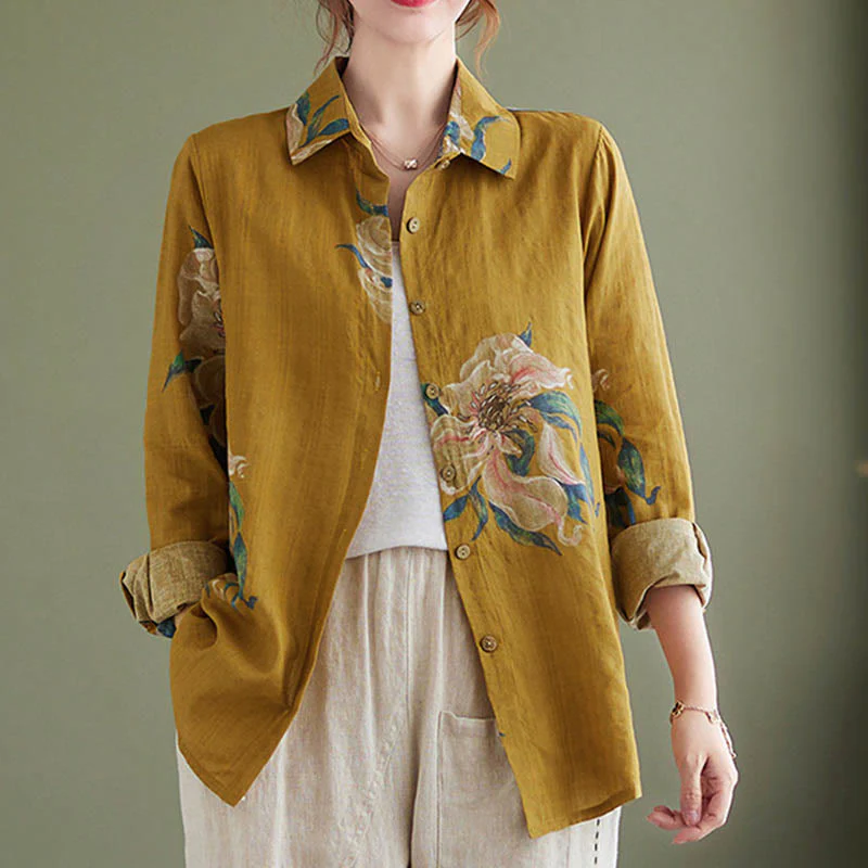 Abbigliamento in cotone con stampa floreale artistica letteraria di Buddha Stones - Image 12