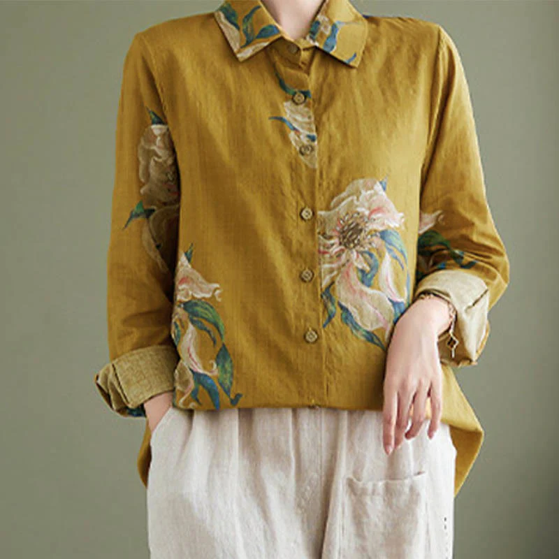Abbigliamento in cotone con stampa floreale artistica letteraria di Buddha Stones - Image 13