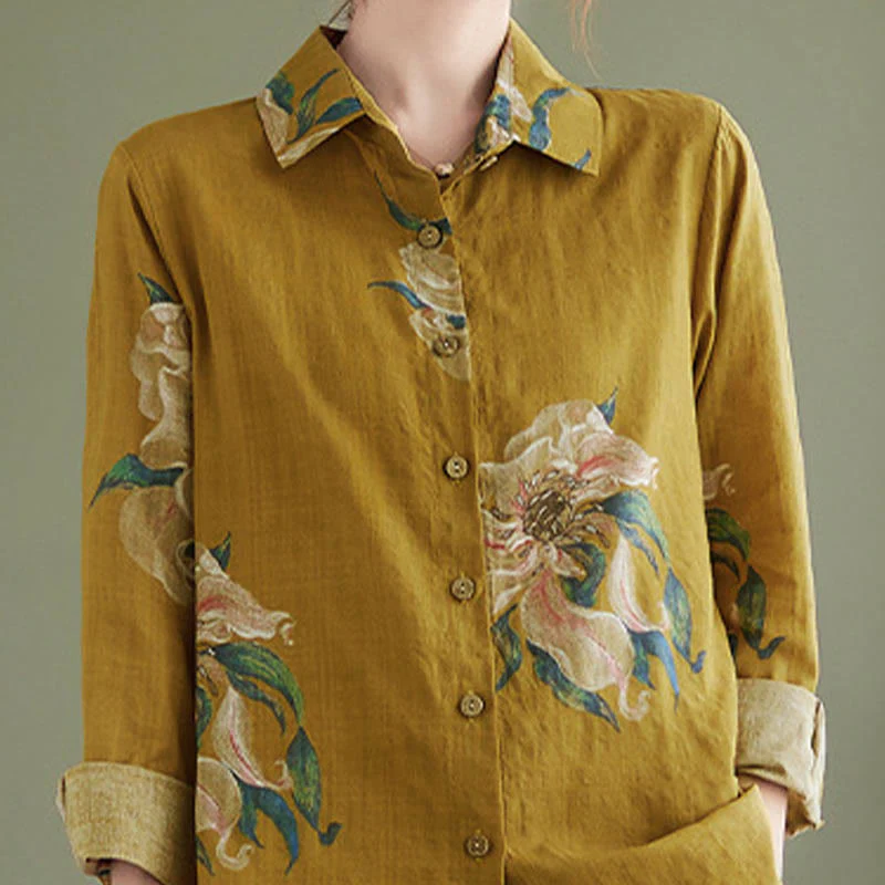 Abbigliamento in cotone con stampa floreale artistica letteraria di Buddha Stones - Image 16