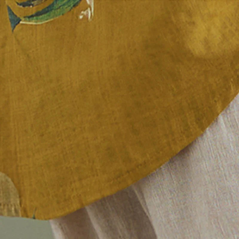 Abbigliamento in cotone con stampa floreale artistica letteraria di Buddha Stones - Image 17