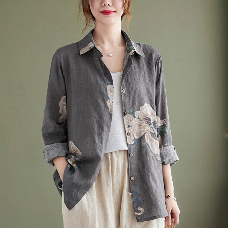 Abbigliamento in cotone con stampa floreale artistica letteraria di Buddha Stones - Image 23