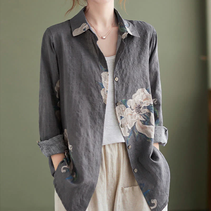 Abbigliamento in cotone con stampa floreale artistica letteraria di Buddha Stones - Image 25