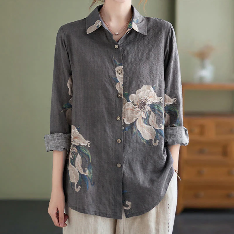 Abbigliamento in cotone con stampa floreale artistica letteraria di Buddha Stones - Image 26