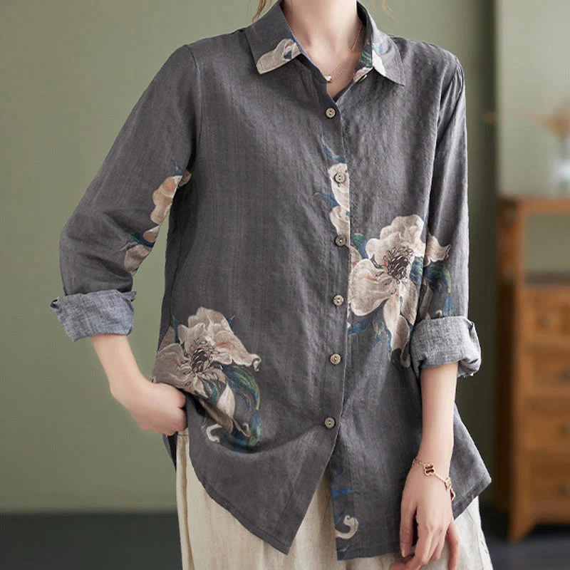 Abbigliamento in cotone con stampa floreale artistica letteraria di Buddha Stones - Image 28