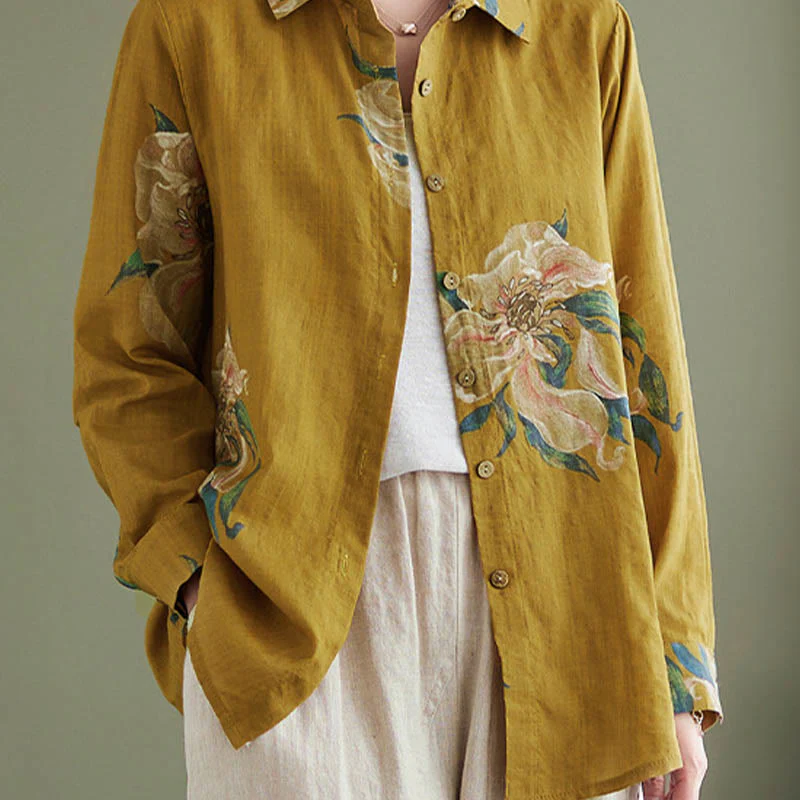 Abbigliamento in cotone con stampa floreale artistica letteraria di Buddha Stones - Image 4
