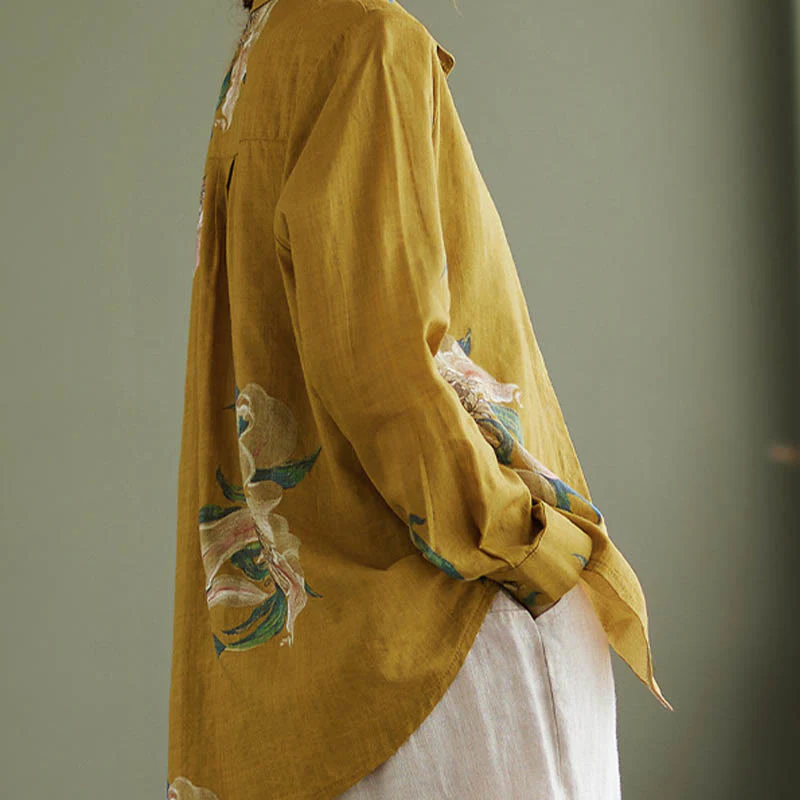 Abbigliamento in cotone con stampa floreale artistica letteraria di Buddha Stones - Image 8