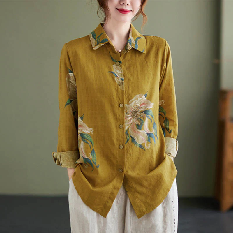Abbigliamento in cotone con stampa floreale artistica letteraria di Buddha Stones - Image 9