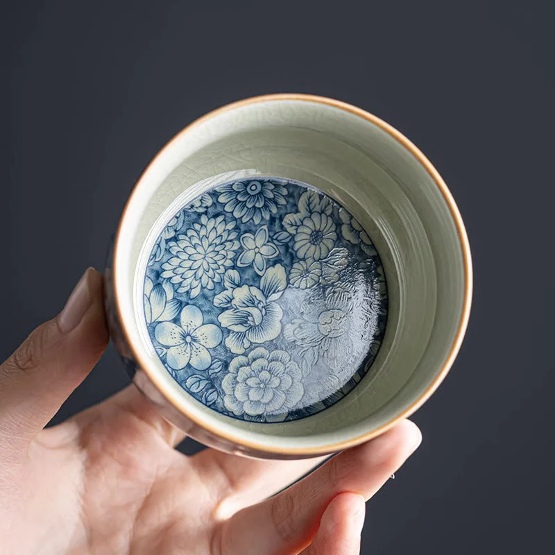Buddha Stones, loto blu, fiore di pesco, crisantemo, design, tazza da tè in ceramica, tazze da tè Kung Fu - Image 11