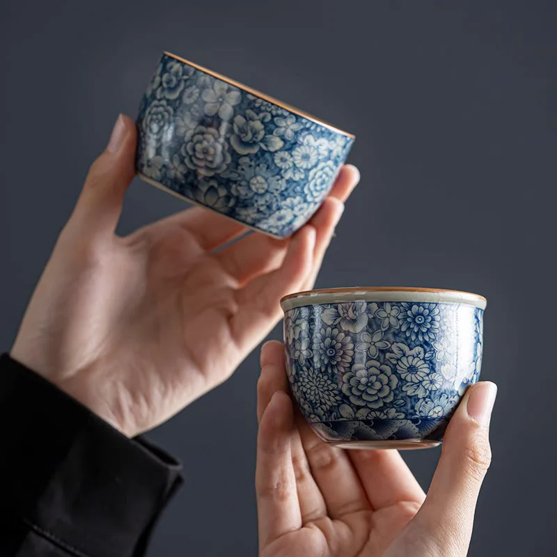 Buddha Stones, loto blu, fiore di pesco, crisantemo, design, tazza da tè in ceramica, tazze da tè Kung Fu - Image 15