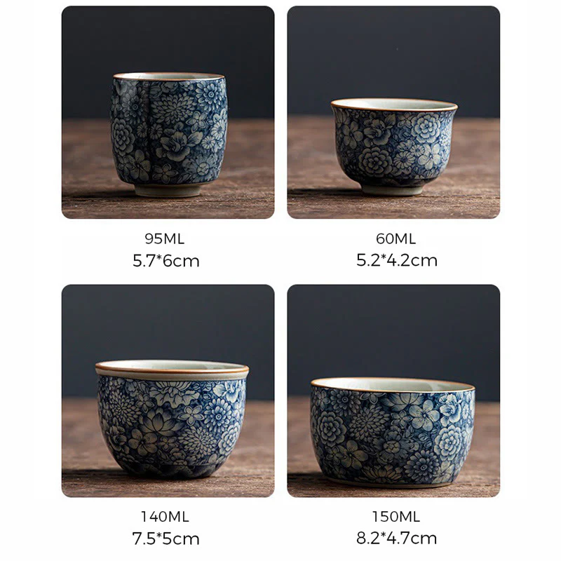 Buddha Stones, loto blu, fiore di pesco, crisantemo, design, tazza da tè in ceramica, tazze da tè Kung Fu - Image 16