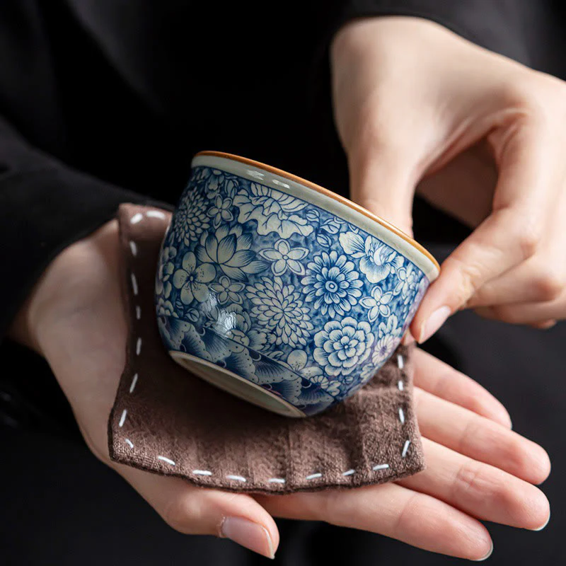 Buddha Stones, loto blu, fiore di pesco, crisantemo, design, tazza da tè in ceramica, tazze da tè Kung Fu - Image 3