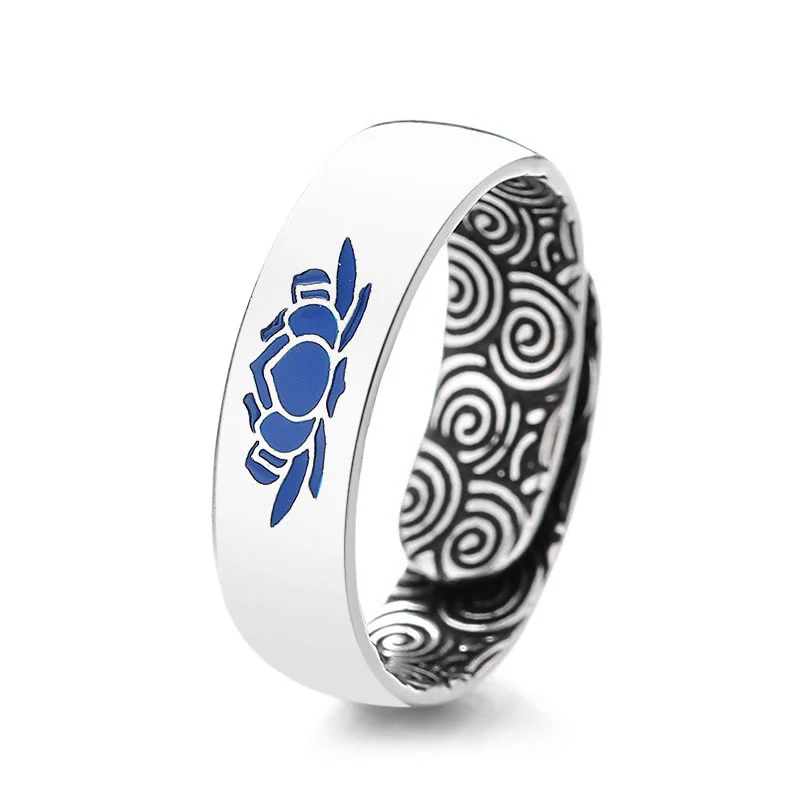 Buddha Stones, loto blu tibetano, nuvole di buon auspicio, anello di illuminazione in rame - Image 4