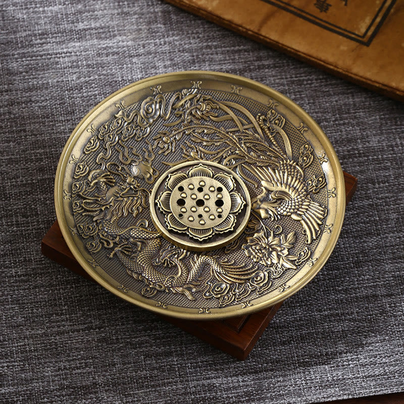 Buddha Stones, loto, drago, fenice, otto simboli di buon auspicio, porta incenso in lega di zinco, bruciatore di incenso curativo, decorazione - Image 8