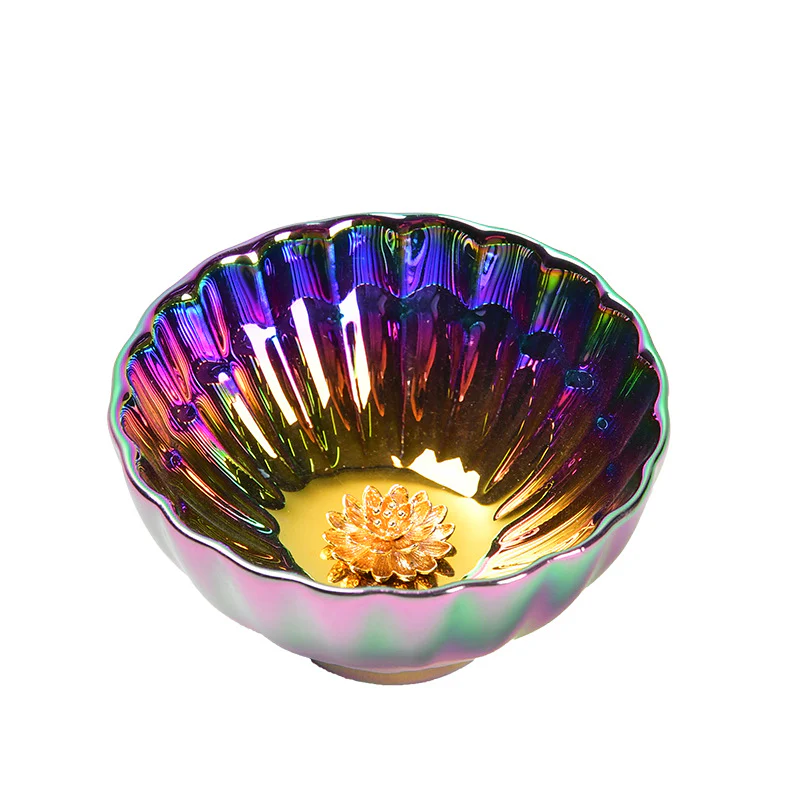 Buddha Stones Loto Pavone Intarsiato Multicolore Cinese Jianzhan Tazza da Tè in Ceramica Tazza da Tè Kung Fu - Image 9