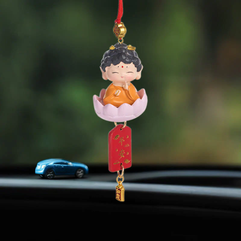 Buddha Stones Lotus Avalokitesvara Buddha Fu Carattere Ricchezza Decorazione da appendere all'auto - Image 10
