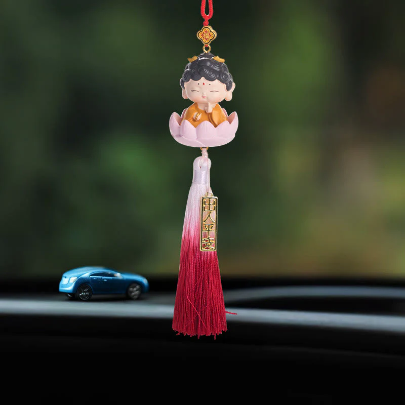 Buddha Stones Lotus Avalokitesvara Buddha Fu Carattere Ricchezza Decorazione da appendere all'auto - Image 14