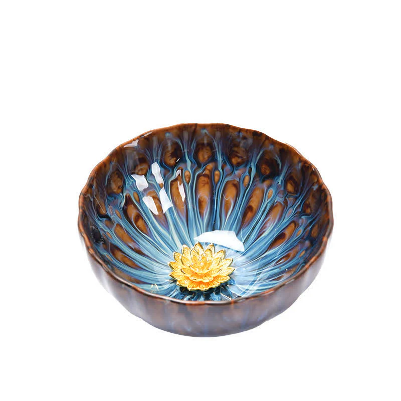 Buddha Stones Lotus Pavone Drago Fenice Koi Pesce Tazza da tè in ceramica Tazze da tè intarsiate 120ml - Image 11