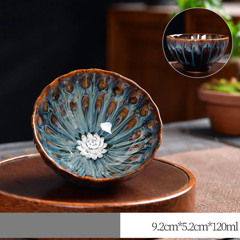 Buddha Stones Lotus Pavone Drago Fenice Koi Pesce Tazza da tè in ceramica Tazze da tè intarsiate 120ml - Image 17