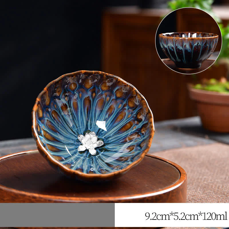 Buddha Stones Lotus Pavone Drago Fenice Koi Pesce Tazza da tè in ceramica Tazze da tè intarsiate 120ml - Image 20