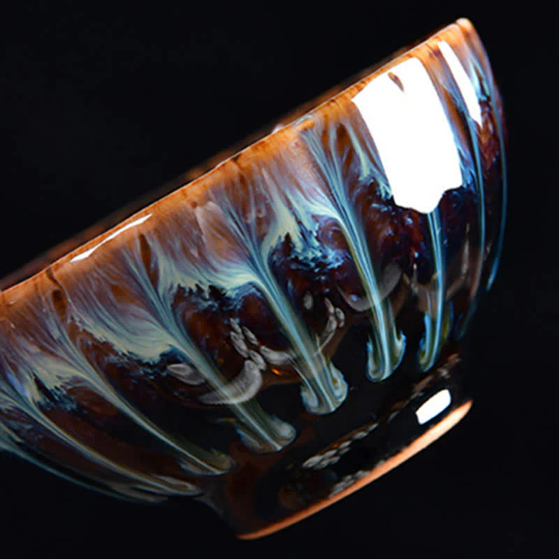 Buddha Stones Lotus Pavone Drago Fenice Koi Pesce Tazza da tè in ceramica Tazze da tè intarsiate 120ml - Image 6
