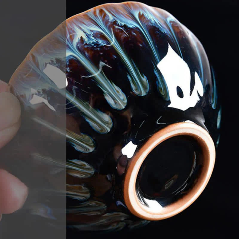 Buddha Stones Lotus Pavone Drago Fenice Koi Pesce Tazza da tè in ceramica Tazze da tè intarsiate 120ml - Image 7