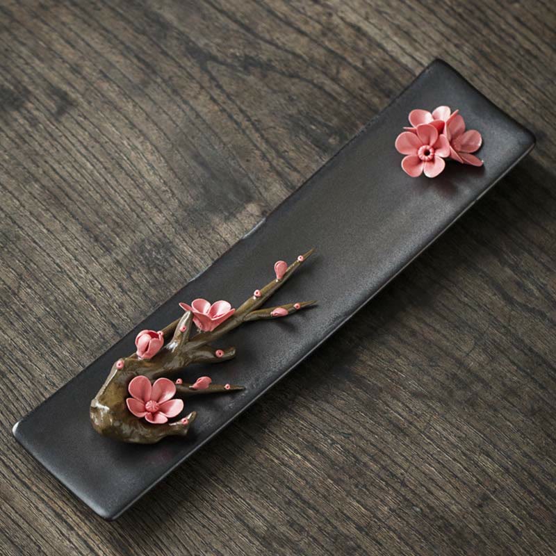 Buddha Stones Lotus Peonia Rosa Fiore Ceramica Bruciatore di Incenso Spirituale - Image 14