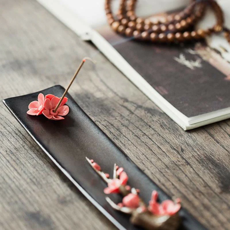 Buddha Stones Lotus Peonia Rosa Fiore Ceramica Bruciatore di Incenso Spirituale - Image 15