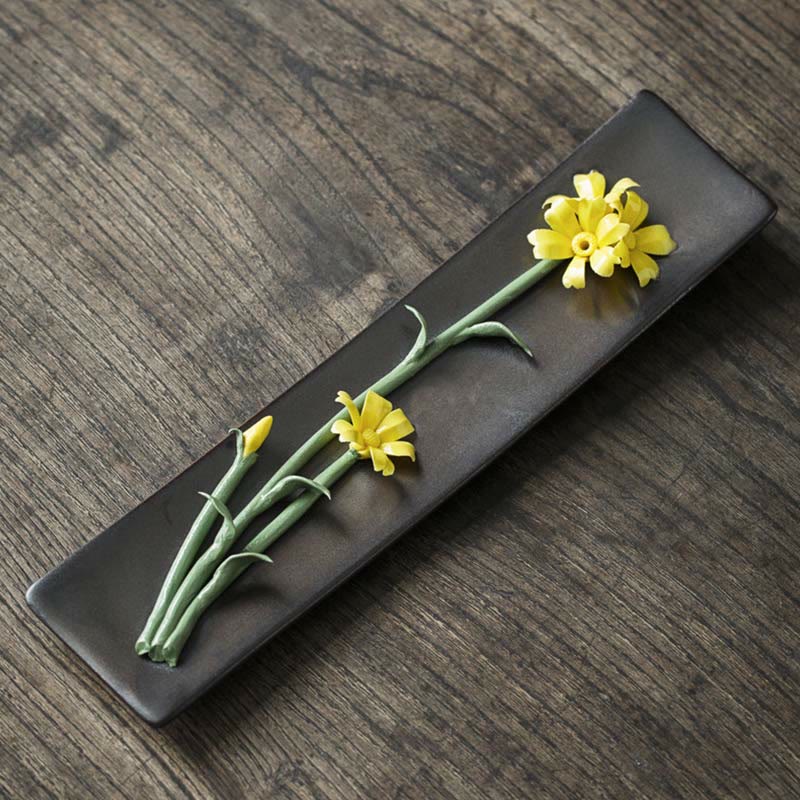 Buddha Stones Lotus Peonia Rosa Fiore Ceramica Bruciatore di Incenso Spirituale - Image 17