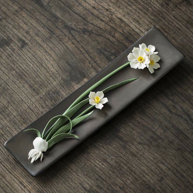 Buddha Stones Lotus Peonia Rosa Fiore Ceramica Bruciatore di Incenso Spirituale - Image 8