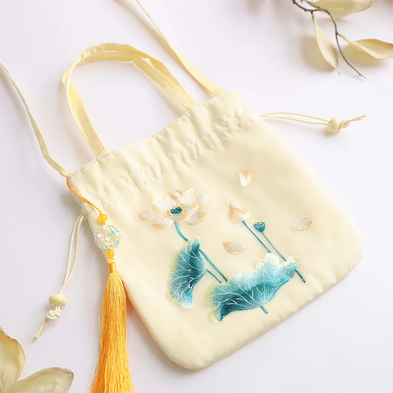 Buddha Stones Lotus Peony Epiphyllum Phoenix Suzhou Ricamo Cotone Lino Tote Borsa a Tracolla Borsa a Mano - Image 11