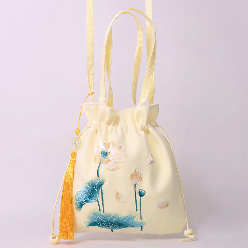 Buddha Stones Lotus Peony Epiphyllum Phoenix Suzhou Ricamo Cotone Lino Tote Borsa a Tracolla Borsa a Mano - Image 15