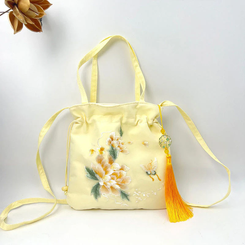 Buddha Stones Lotus Peony Epiphyllum Phoenix Suzhou Ricamo Cotone Lino Tote Borsa a Tracolla Borsa a Mano - Image 18