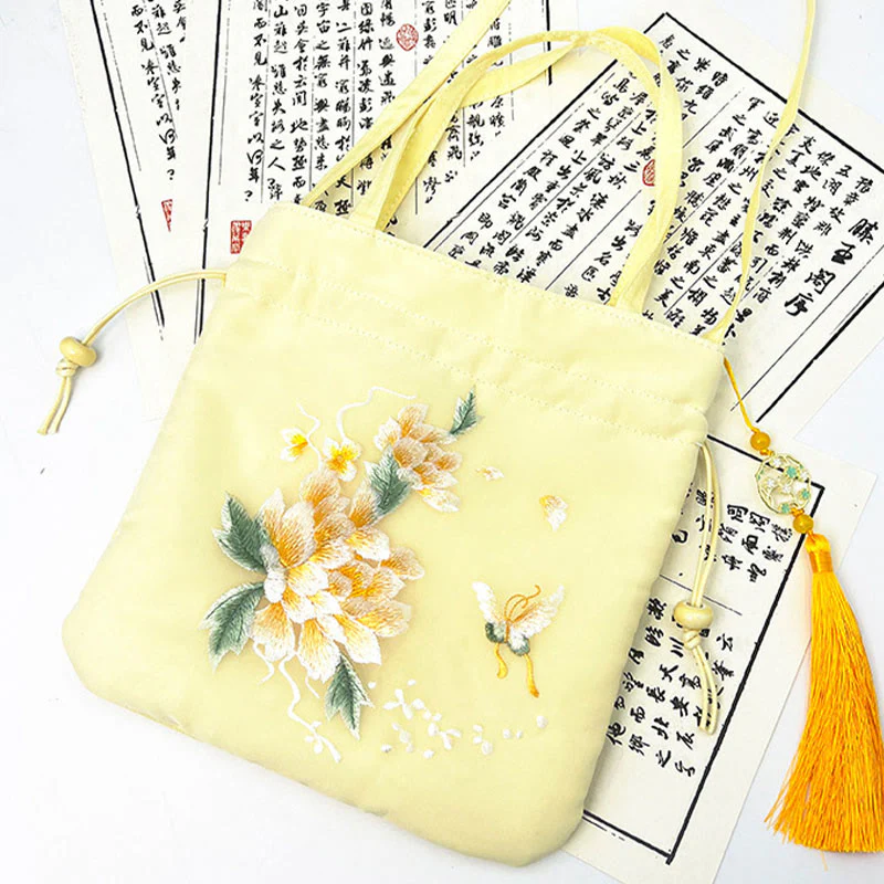 Buddha Stones Lotus Peony Epiphyllum Phoenix Suzhou Ricamo Cotone Lino Tote Borsa a Tracolla Borsa a Mano - Image 19