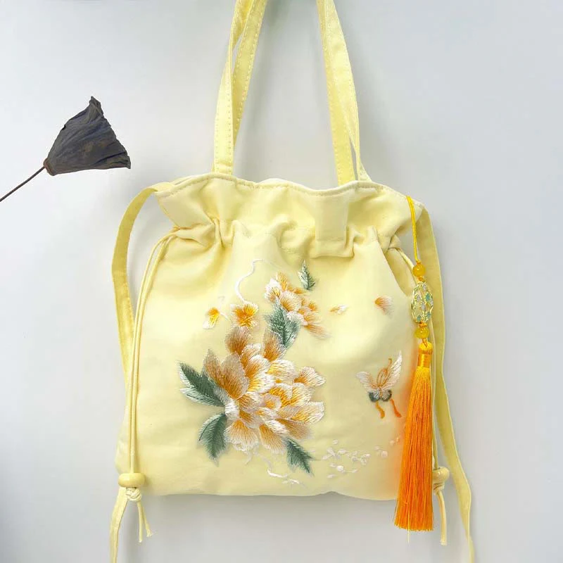 Buddha Stones Lotus Peony Epiphyllum Phoenix Suzhou Ricamo Cotone Lino Tote Borsa a Tracolla Borsa a Mano - Image 20