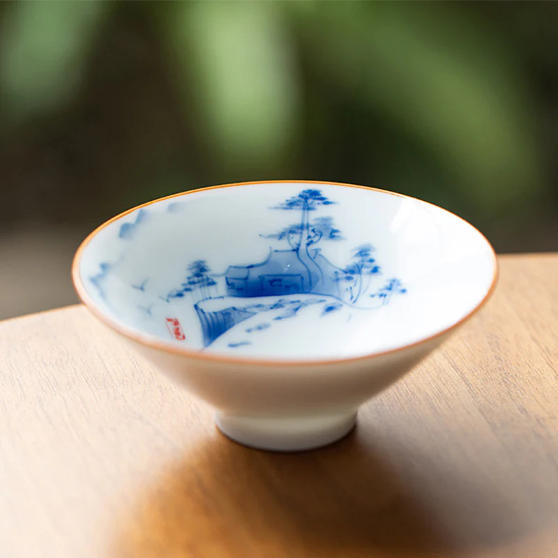 Buddha Stones Mandala Fiore Koi Pesce Loto Uccello Cachi Tazza da tè Kung Fu Tazza da tè 50ml - Image 3