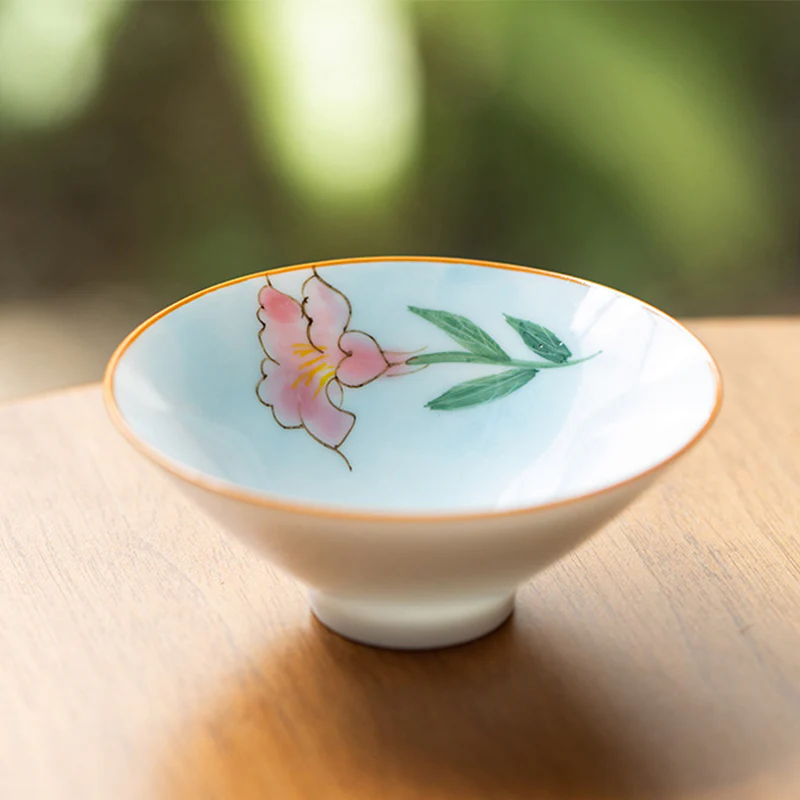 Buddha Stones Mandala Fiore Koi Pesce Loto Uccello Cachi Tazza da tè Kung Fu Tazza da tè 50ml - Image 4