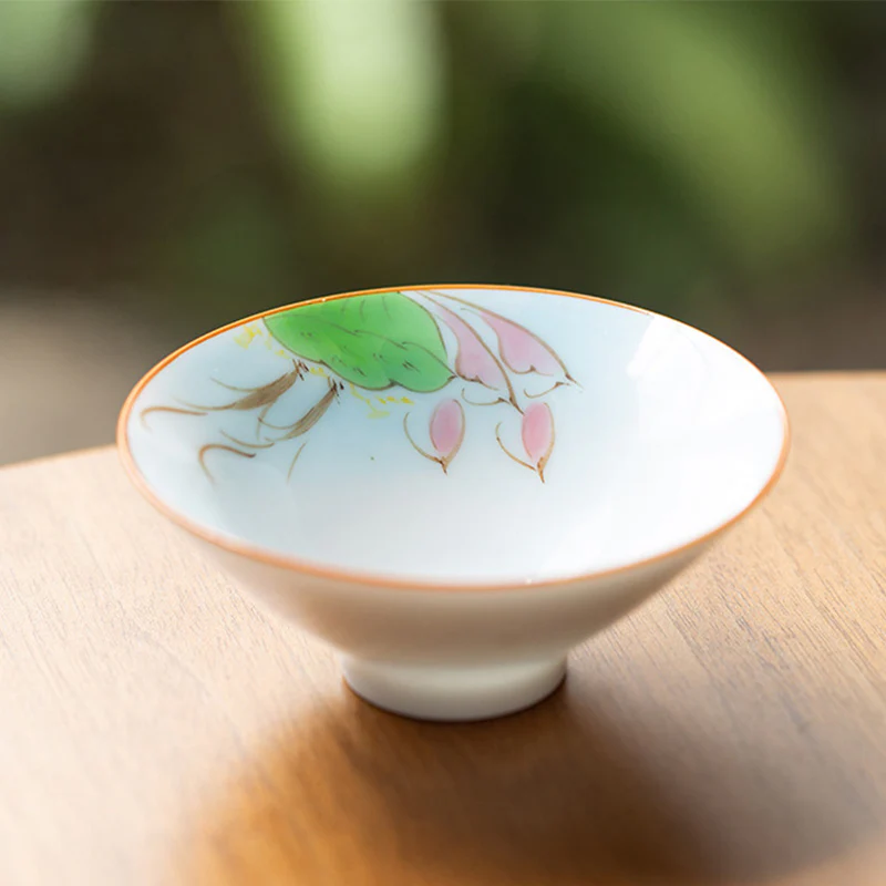 Buddha Stones Mandala Fiore Koi Pesce Loto Uccello Cachi Tazza da tè Kung Fu Tazza da tè 50ml - Image 5