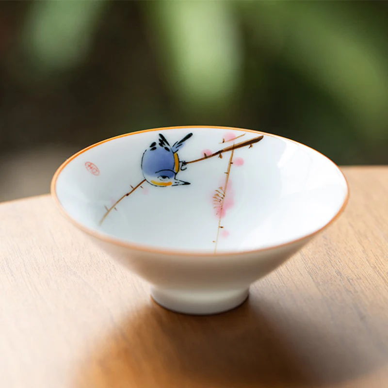 Buddha Stones Mandala Fiore Koi Pesce Loto Uccello Cachi Tazza da tè Kung Fu Tazza da tè 50ml - Image 6