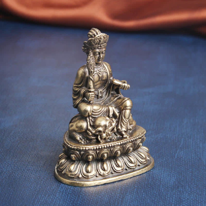 Buddha Stones Manjusri Bodhisattva Serenità Statua in rame Decorazione - Image 2